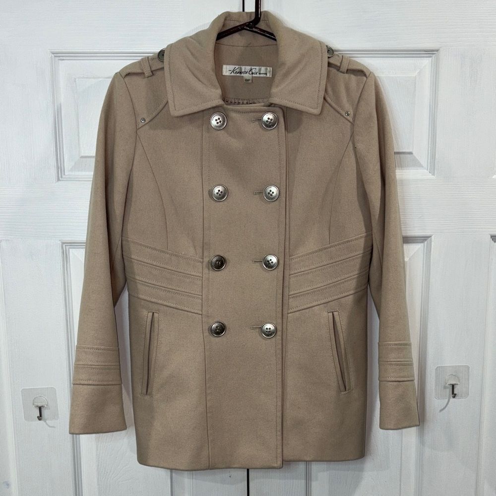Kenneth Cole Coat Women Wool Blend Double-Breasted Peacoat